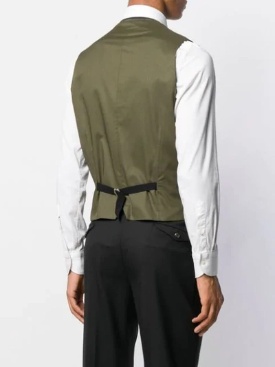 Shop Tagliatore Velvet Waistcoat In Green