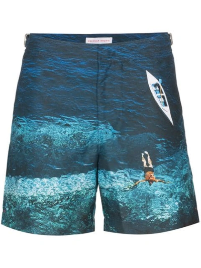 Shop Orlebar Brown Bulldog Deep Sea Print Swim Shorts In Blue
