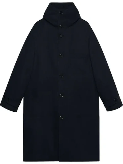 Shop Gucci Felt Coat With Hood In Blue