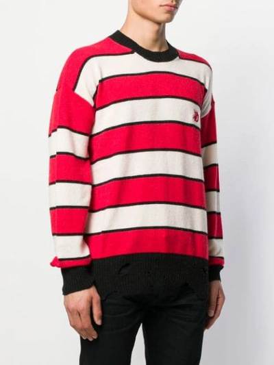 Shop Diesel Striped Contrast-trim Jumper In Red