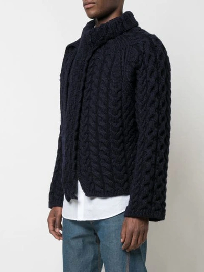 Shop Lanvin Asymmetric Cable Knit Jumper In Blue