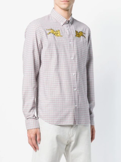 KENZO TIGER EMBROIDERED PLAID SHIRT 