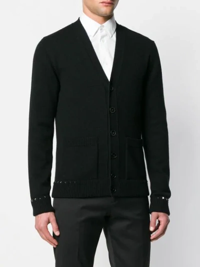 Shop Valentino 'rockstud' Cardigan - Schwarz In Black