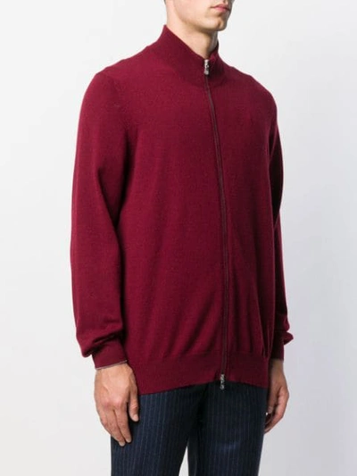 Shop Brunello Cucinelli Zipped Cardigan In Red