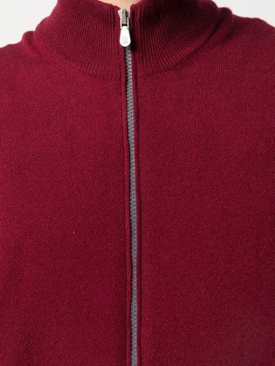 Shop Brunello Cucinelli Zipped Cardigan In Red