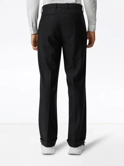 Shop Burberry Wide-leg Wool Mohair Tailored Trousers In Black