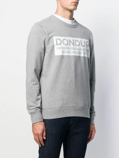 Shop Dondup Logo Print Sweater In Grey