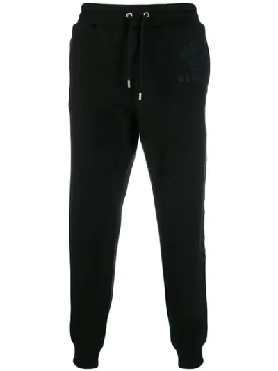 Shop Versace Medusa Embroidery Track Pants In Black
