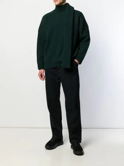 Shop Jacquemus Scarf Neck Jumper In Green
