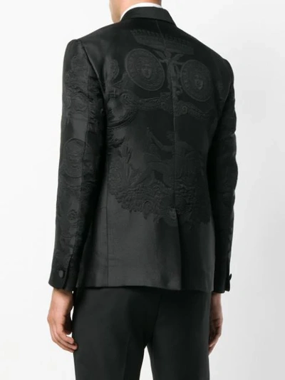 Shop Versace Embroidered Single-breasted Blazer - Black