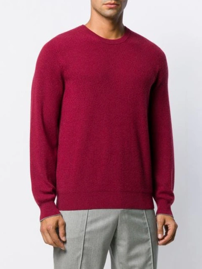 BRUNELLO CUCINELLI LONG-SLEEVE FITTED SWEATER - 红色