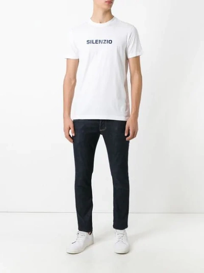 Shop Aspesi 'silenzio' Print T-shirt In White