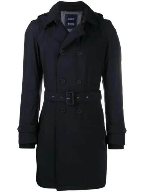 Herno Belted Trench Coat In 9300 Black | ModeSens