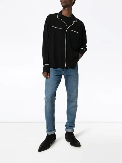 Shop Rhude Embroidered Pyjama-style Shirt In Black