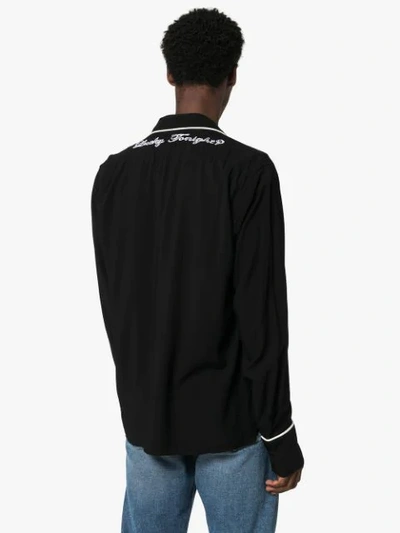 Shop Rhude Embroidered Pyjama-style Shirt In Black