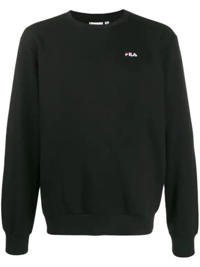 Shop Fila Cotton Logo Sweater In Black