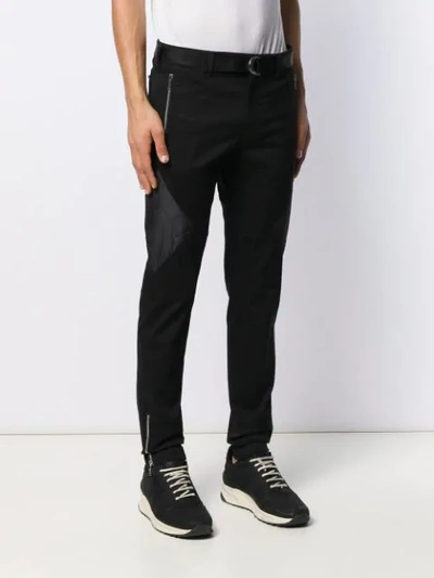 Shop Les Hommes Zip Panel Trousers In Black