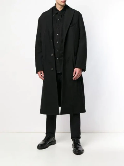 Shop Ziggy Chen Oversized Single Breasted Coat - Black