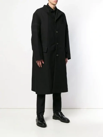 Shop Ziggy Chen Oversized Single Breasted Coat - Black