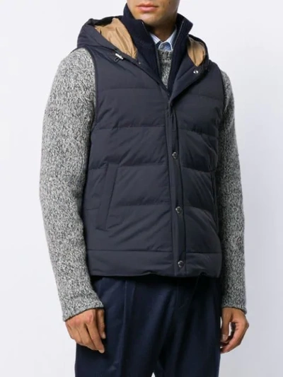 Shop Brunello Cucinelli Padded Down Gilet In Blue