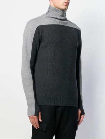 Shop Barena Venezia Contrast Panel Roll Neck Sweater In Grey