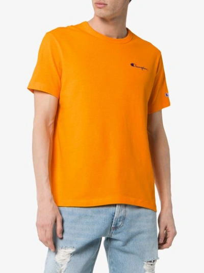 Shop Champion Logo Embroidered Cotton T In Orange