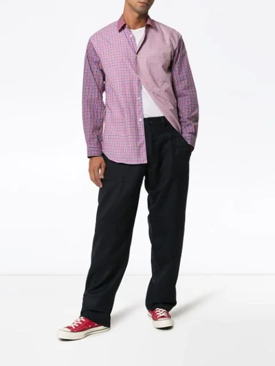 Shop Comme Des Garçons Shirt Mixed Check Shirt In Red