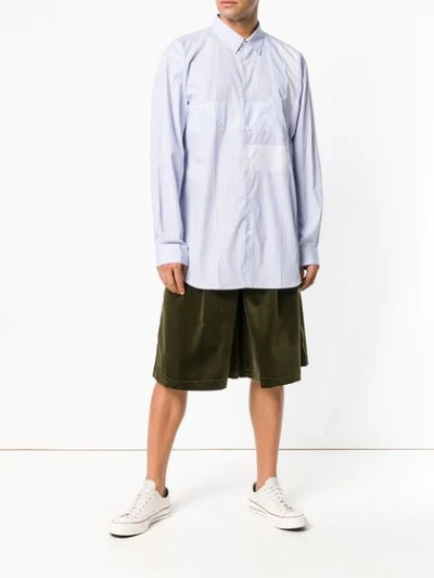 Shop Comme Des Garçons Shirt Corduroy Wide Leg Shorts In Green