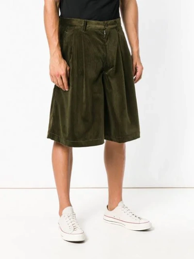 Shop Comme Des Garçons Shirt Corduroy Wide Leg Shorts In Green