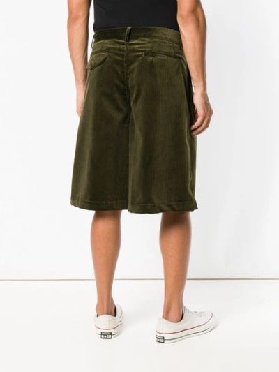 Shop Comme Des Garçons Shirt Corduroy Wide Leg Shorts In Green