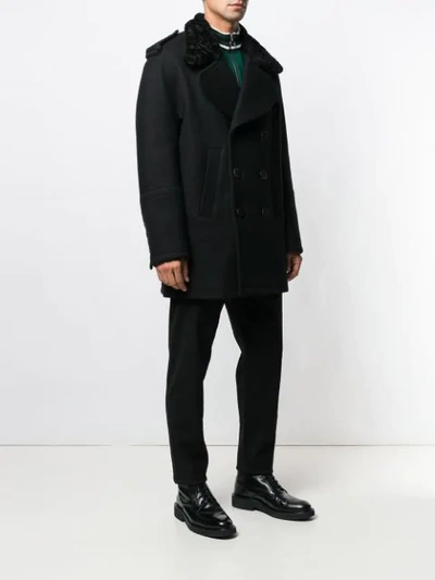 Shop Neil Barrett Double Buttoned Coat In Black