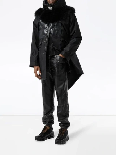 Shop Burberry Puffer Detail Nylon And Neoprene Hooded Jacket In Black
