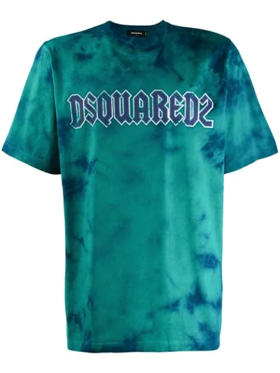 Shop Dsquared2 Logo Tie-dye T-shirt In Blue