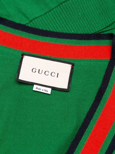 Shop Gucci Web Trim Cardigan In Green