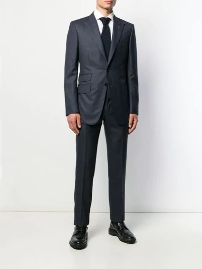 Shop Tom Ford Micro Check Print Suit In Blue