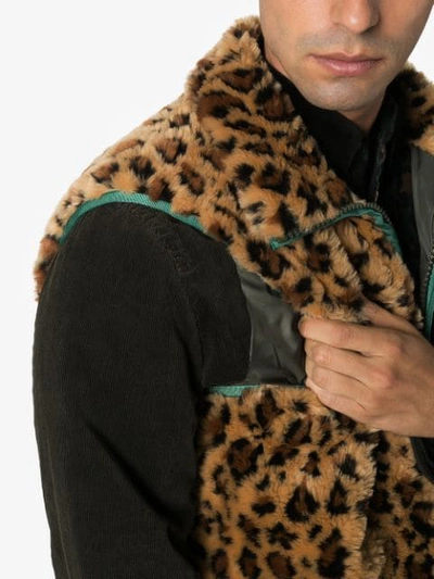 Shop Sacai Leopard Print Faux-fur Coat In Brown