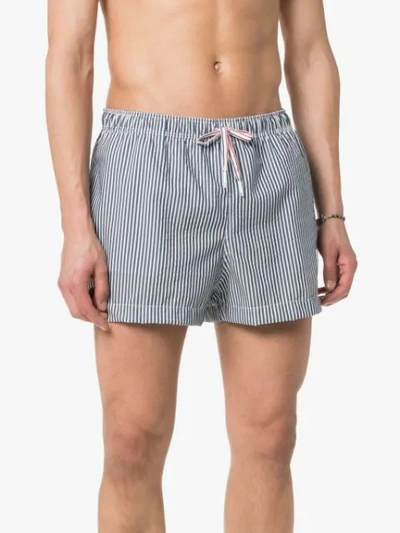 Shop Thom Browne Striped Swim Shorts In Grey