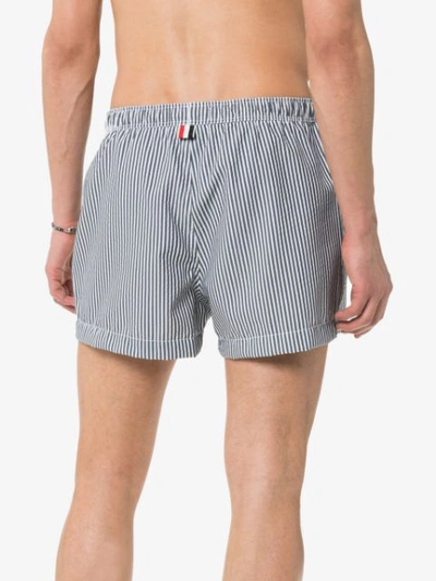 Shop Thom Browne Striped Swim Shorts In Grey
