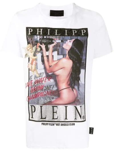 Shop Philipp Plein Angel Print T-shirt In White