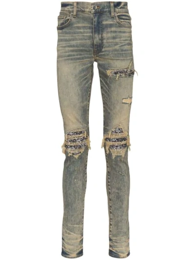 Shop Amiri Mx1 Distressed Bandana Jeans In Blue