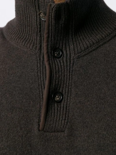 Shop Ermenegildo Zegna Buttoned Roll Neck Jumper In Brown