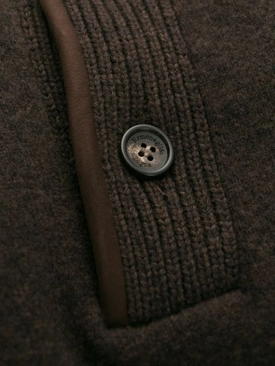 Shop Ermenegildo Zegna Buttoned Roll Neck Jumper In Brown