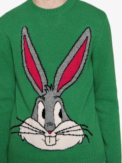 Shop Gucci Bugs Bunny Wool Knit Sweater In Green