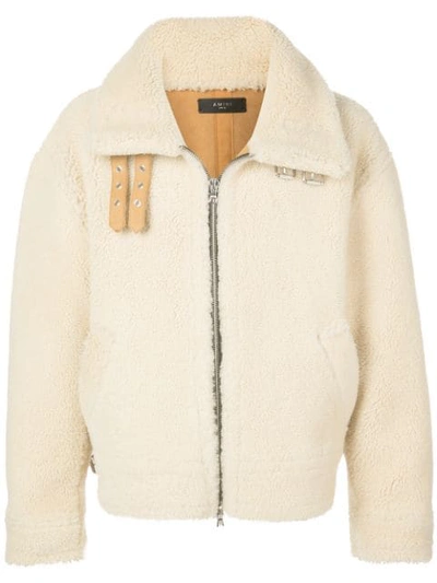 Shop Amiri Oversized Shearling Jacket In Natural