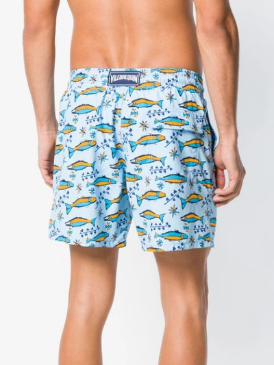 Shop Vilebrequin Fish Print Swim Shorts - Blue