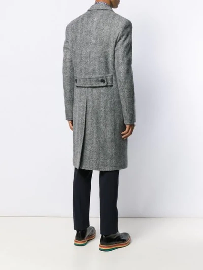 Shop Etro Cappotto Chevron Tweed Coat In Grey