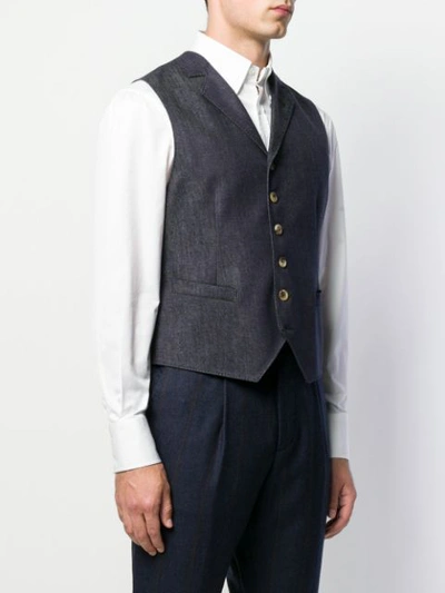 BRUNELLO CUCINELLI FITTED WOOL WAISTCOAT - 蓝色