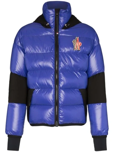 Shop Moncler Gollinger Logo Embroidered Jacket In Blue