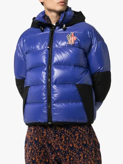 Shop Moncler Gollinger Logo Embroidered Jacket In Blue