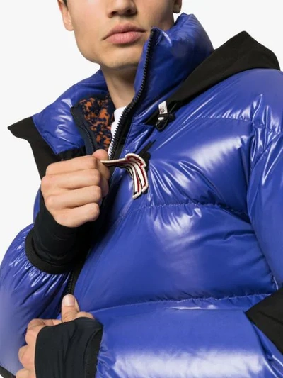 Shop Moncler Gollinger Logo Embroidered Jacket In Blue